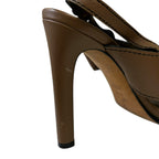 Gucci Brown Leather Horsebit Tassel Emily Slingback Heels Womens 37.5 / US 7.5