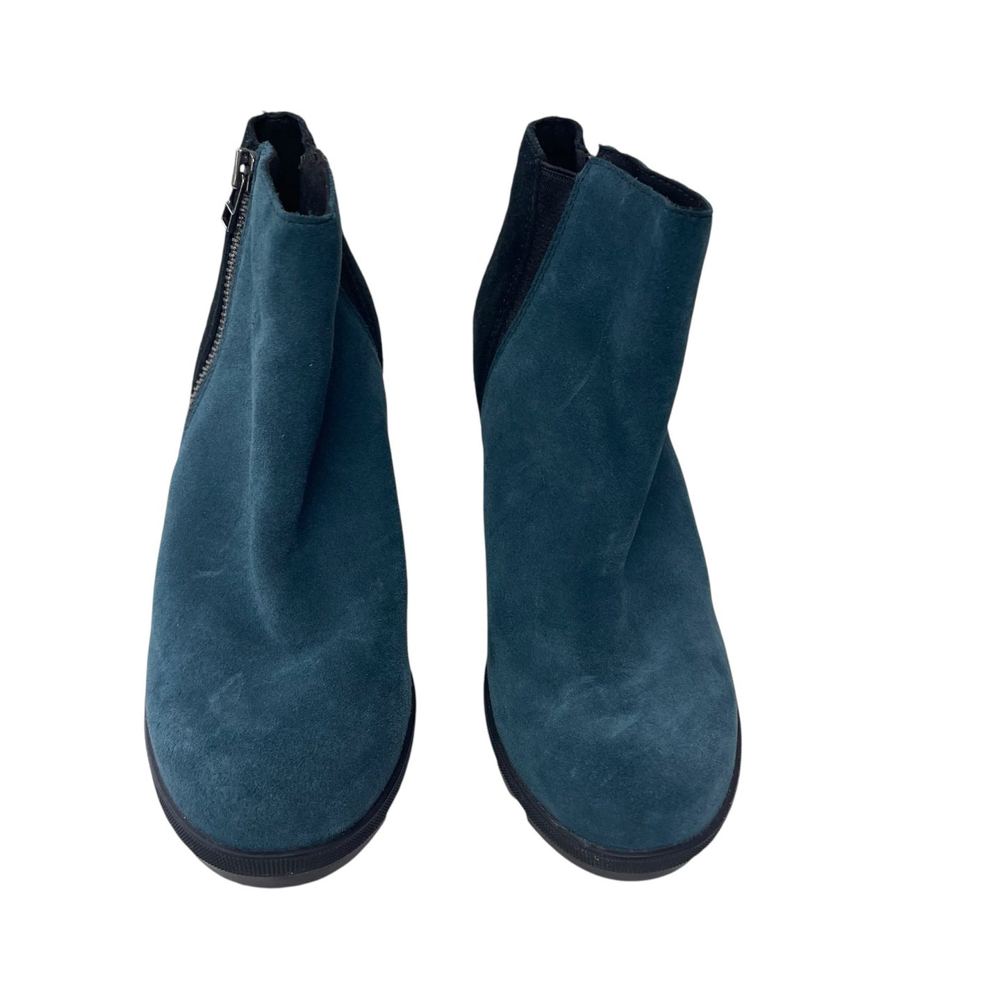 Sorel Joan of Arctic Wedge II Zip Bootie Dark Seas Suede Leather Womens 8