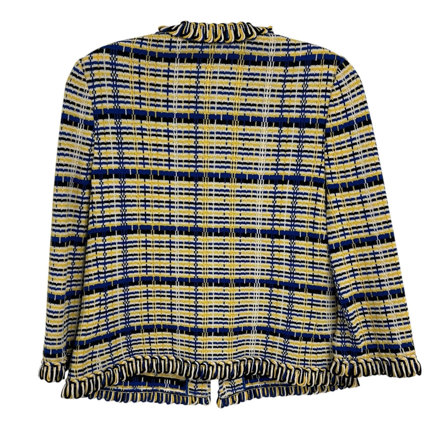 St. John Collection by Marie Gray Vintage Yellow Blue Knit Jacket Womens 4
