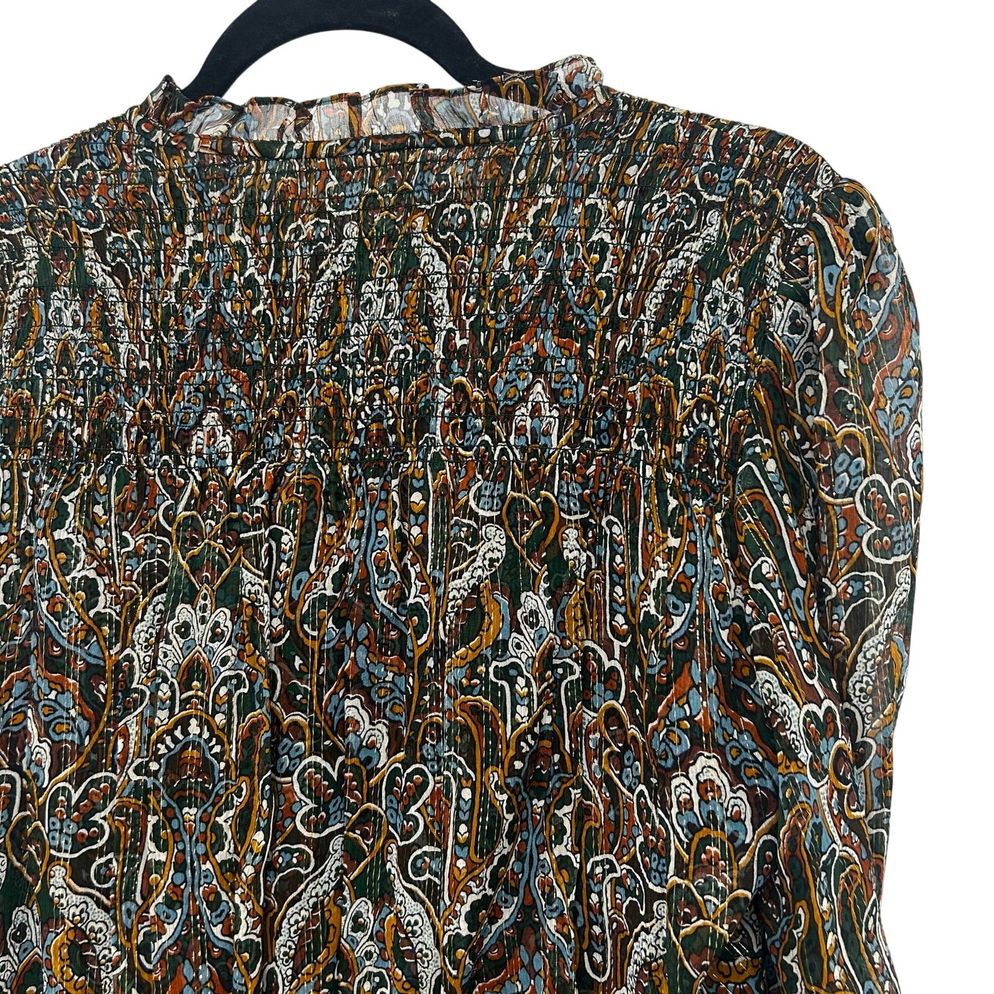 Veronica Beard Silk Metallic Blend Green Multi Paisley Print Mini Dress Womens 8