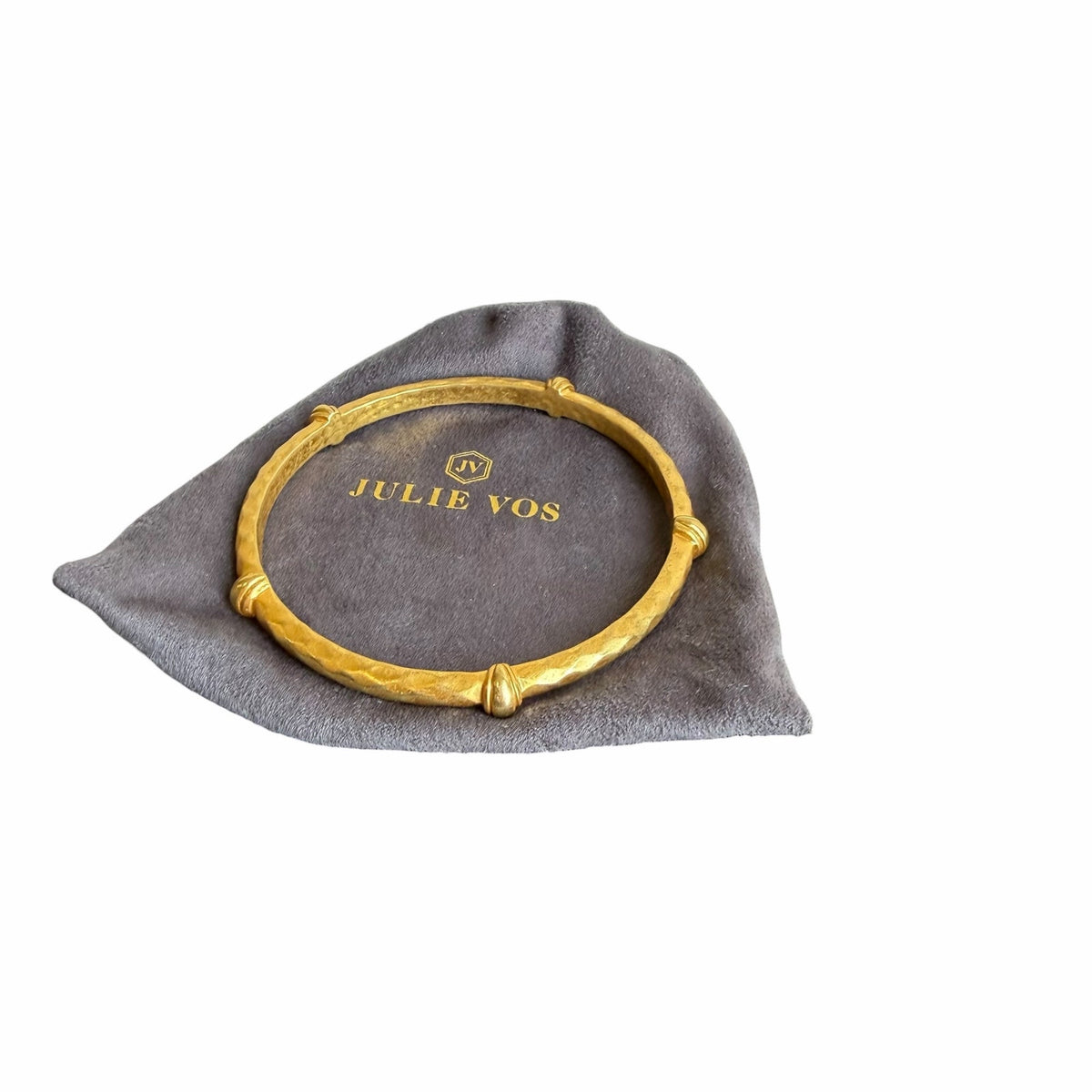 Julie Vos 24K Gold Plated Hammered Savannah Bangle Bracelet Neutral Timeless