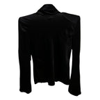 NWT Saint Laurent Black Long Sleeve High Neck Cowl Back Silk Blouse Womens US 4