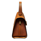 Valextra Havana Brown Iside Foldover Mini Top Handle Leather Bag