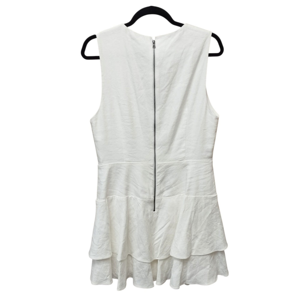 NWT Alice + Olivia Palmira Linen Blend Ruffle Mini Dress 12 Preppy Tennis Core