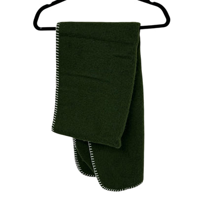 NWT Madewell Loden Green White Contrast Blanket-Stitch Wool Blend Scarf