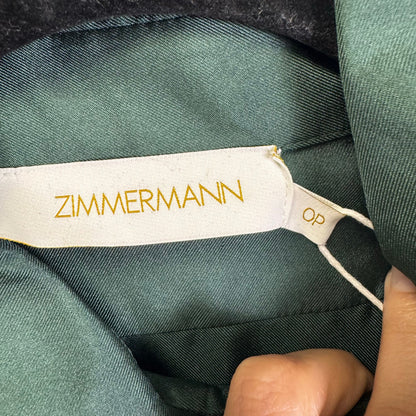 NWT Zimmermann Pine Green Long Sleeve Illustraition Blouson Top Womens 2 Petite