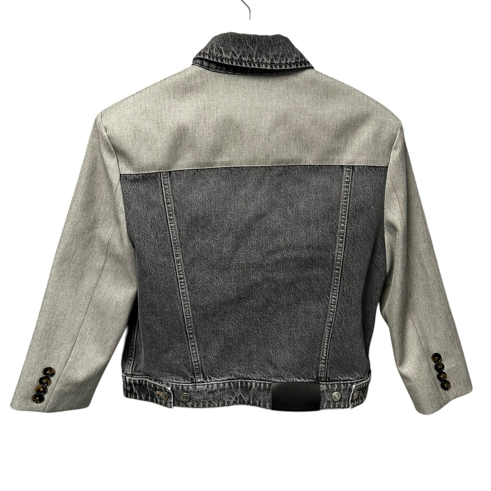 Stella McCartney Grey Wash Hybrid Denim Button Up Tailored Jacket Womens Small