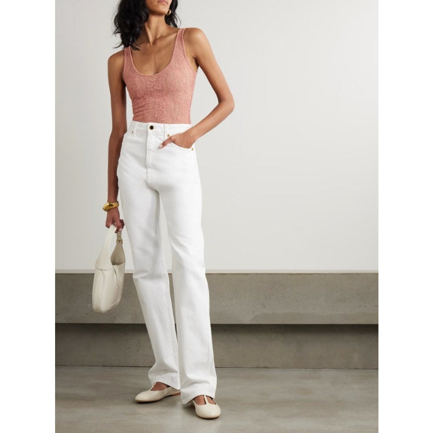 NWT Zimmermann Blush Pink Lace Scoop Neck Bodysuit Womens US 4