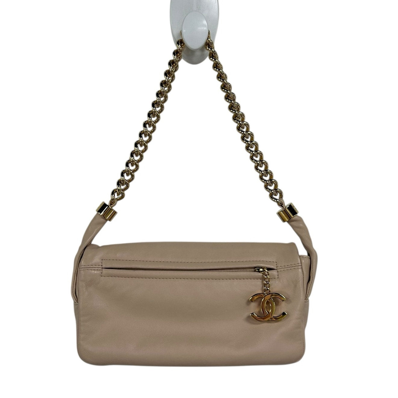 Chanel Blush Lambskin Gold Chain Stitch Logo Rodeo Drive Flap Shoulder Bag