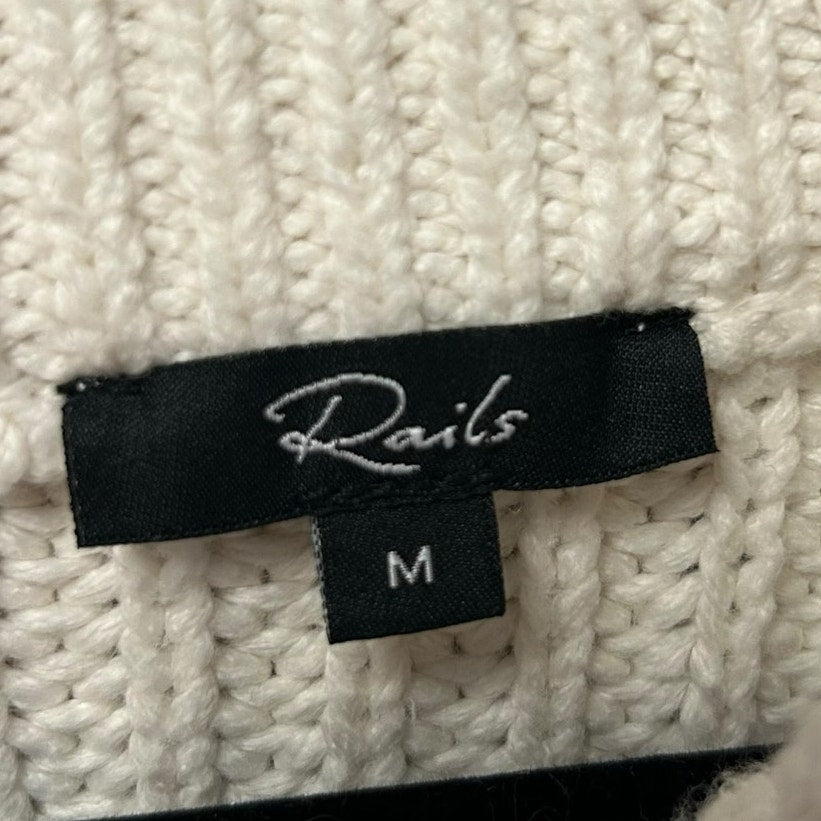 Rails Ivory Crochet Daisies Romy Knit Pullover Crewneck Sweater Womens Medium