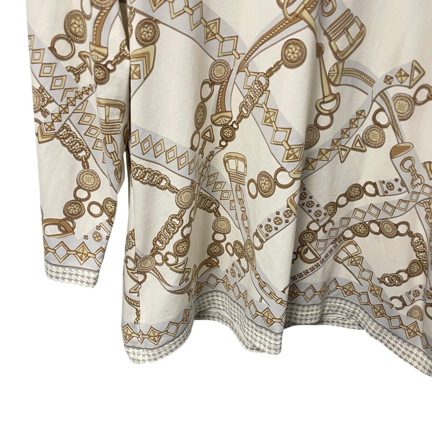 J. McLaughlin Chain Print Cream Gold Catalina Cloth Top Womens XL AS IS