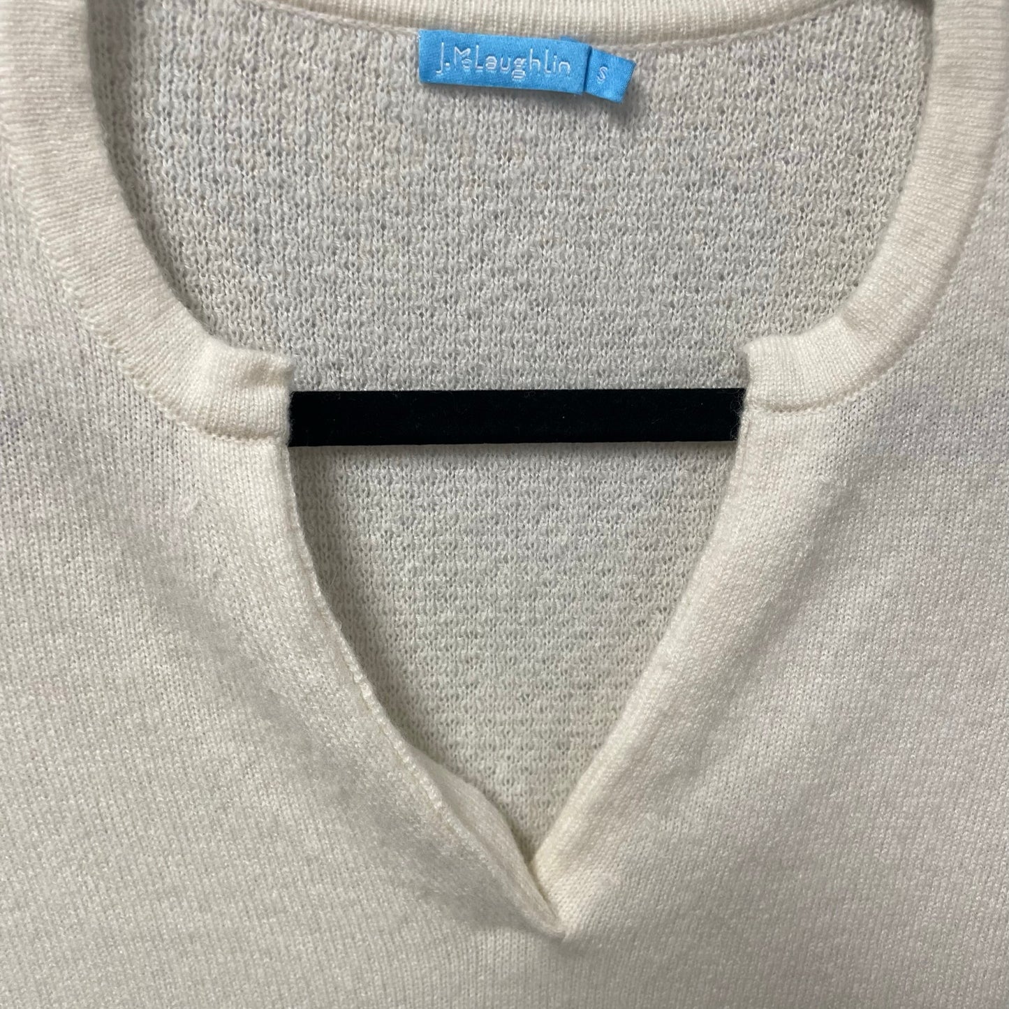 J. McLaughlin Pure Cashmere 3/4 Sleeve V Neck Sweater Cream Womens Small