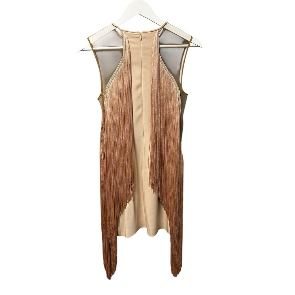 NWT Stella McCartney Pink Crepe Fringe Trim Cady Mini Dress Womens 38 / US 2