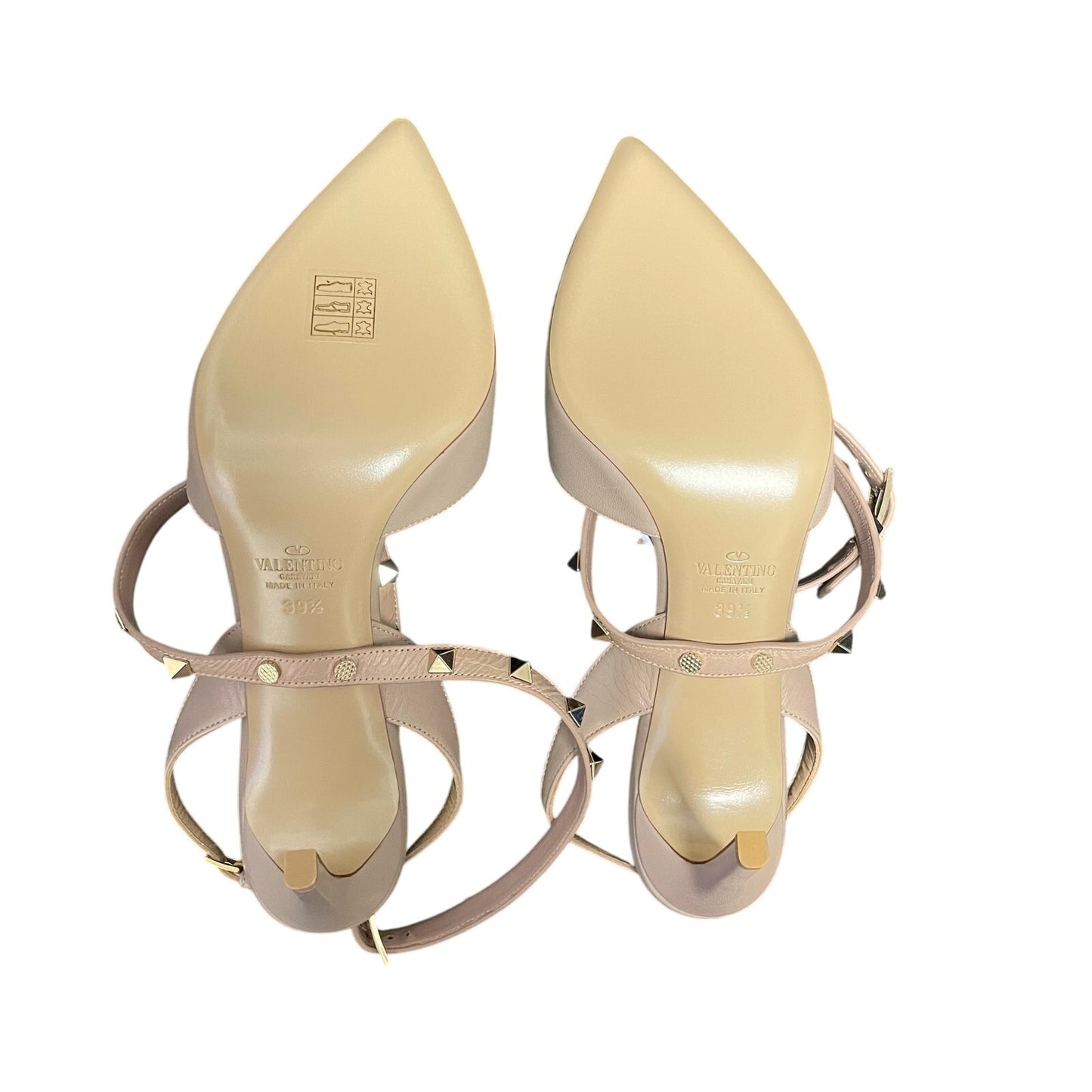 Valentino Garavani Rockstud Ankle Strap Calf Leather Pumps Poudre 39.5 / US 9.5