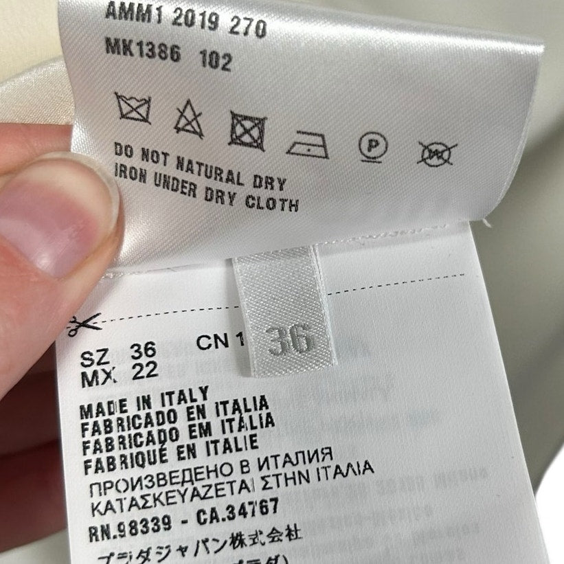 NWT Miu Miu White Black 100% Silk Camicia Sleeveless Top Womens 36 / US 0