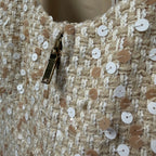 NWT Chanel 2019 Beige White Tweed Sequin Embellished Mini Dress Size 34 / US 2