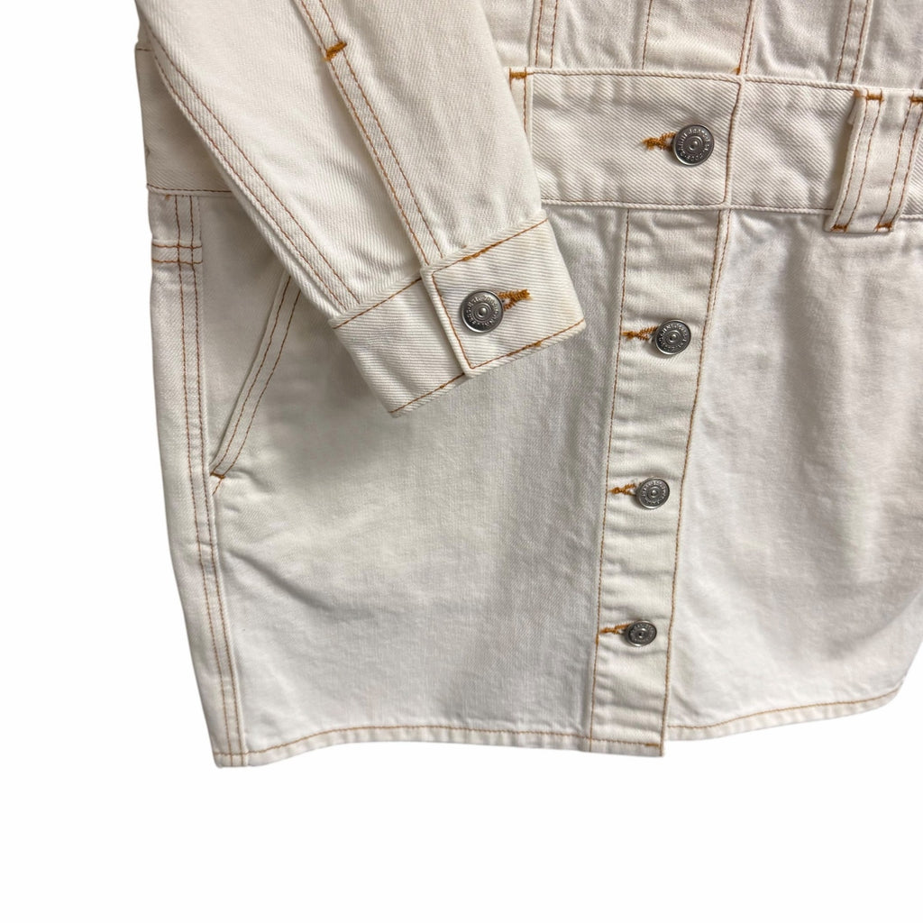 NWT Ganni Bright White Denim Jacket Dress Size 34 / US 2 Casual Western Utility