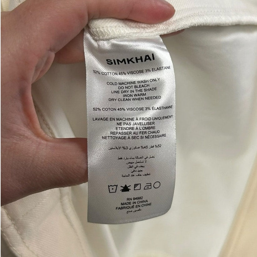 NWT Simkhai Ivory Multi Stretch Denim Esmee Belted Mini Dress Womens 2