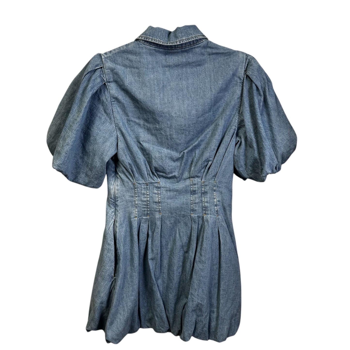 NWT Johnathan Simkhai Standard Blue Denim Puff Sleeve Ciara Mini Dress Womens 2
