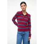 NWT Staud Crimson Stripe Gemma Cashmere Classic Fit Sweater Womens Small