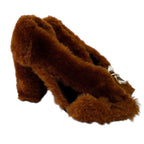 Jil Sander Brown Faux Fur Open Toe Pump Heels Womens 36 / US 6
