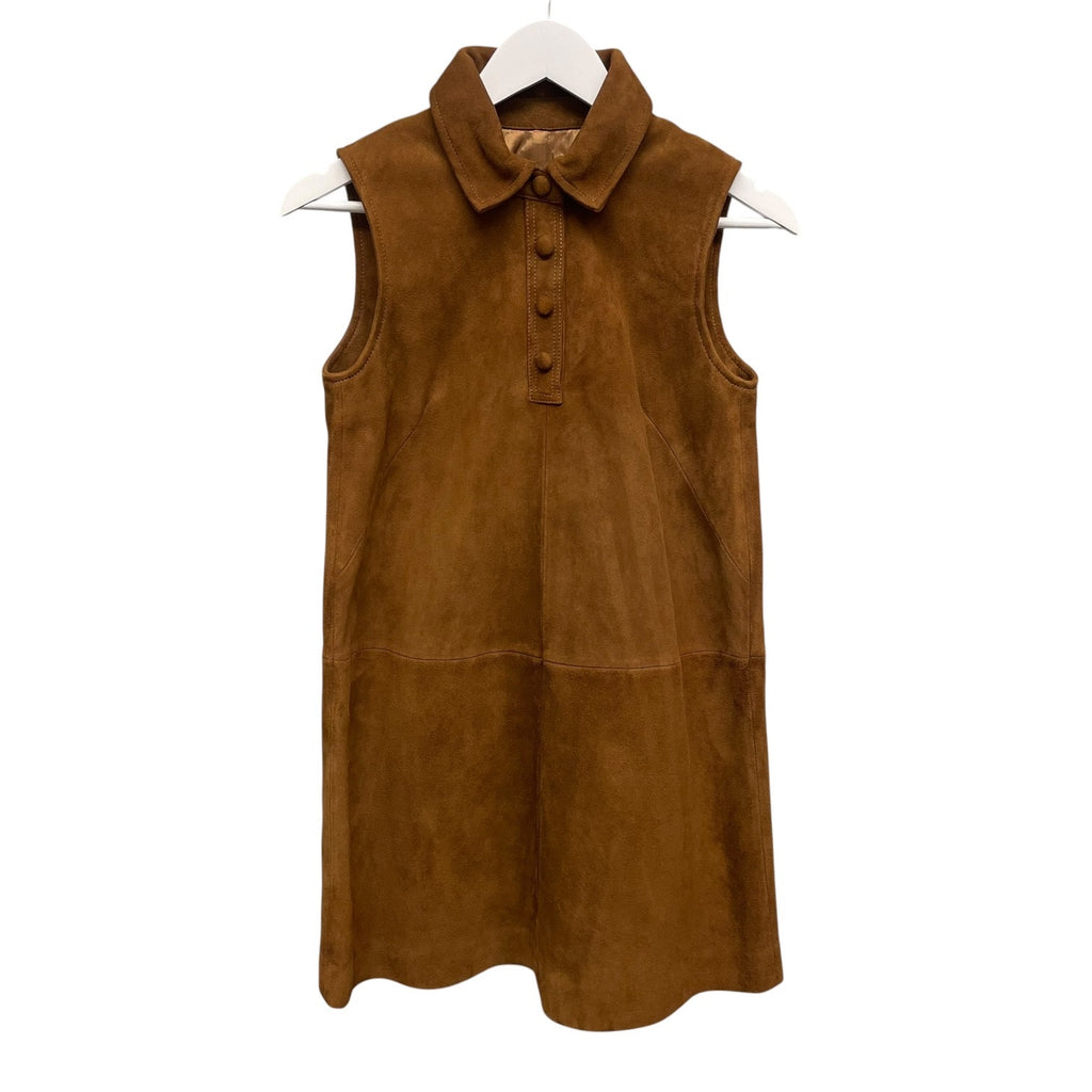 NWT Frame Suede City Shift Dress Sepia Brown Sleeveless Mini Womens Size 0
