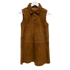 NWT Frame Suede City Shift Dress Sepia Brown Sleeveless Mini Womens Size 0