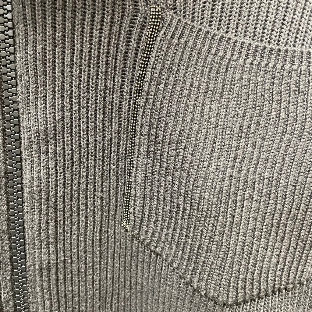 Brunello Cucinelli Dark Gray Ribbed Cotton Shadow Pocket Cardigan Womens Size XS