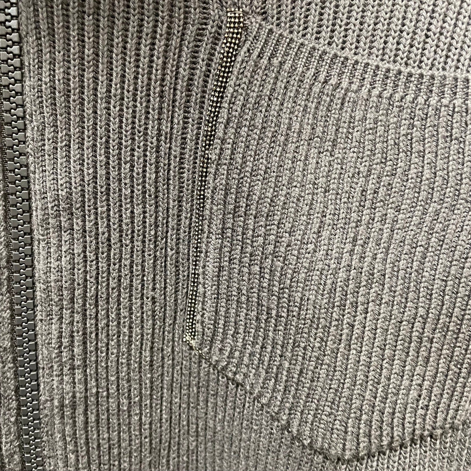 Brunello Cucinelli Dark Gray Ribbed Cotton Shadow Pocket Cardigan Womens Size XS