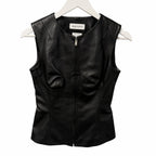 Alexander McQueen Seamed Leather Zip Up Vest Black Size 36 / US 0 Grunge Goth