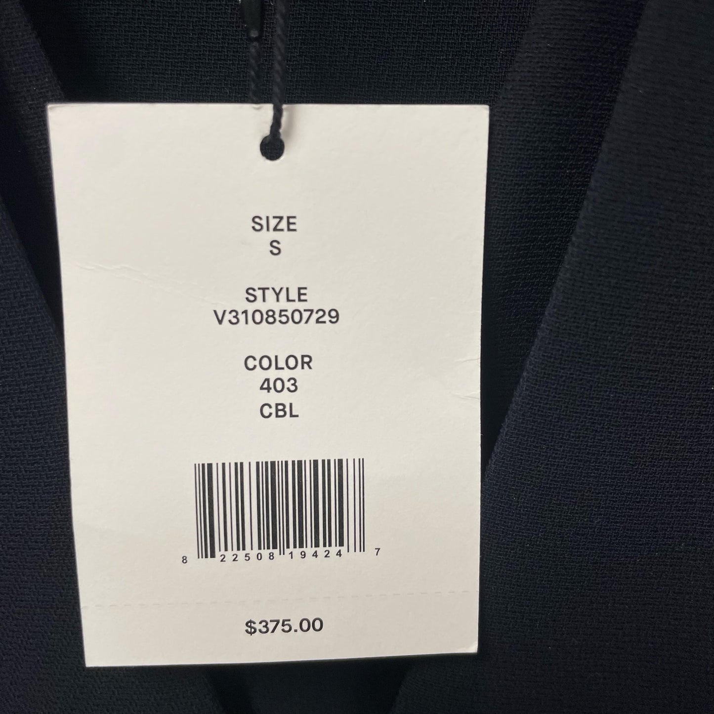 NWT Vince Coastal Crepe Elbow Sleeve Double V Dress Black Womens Small