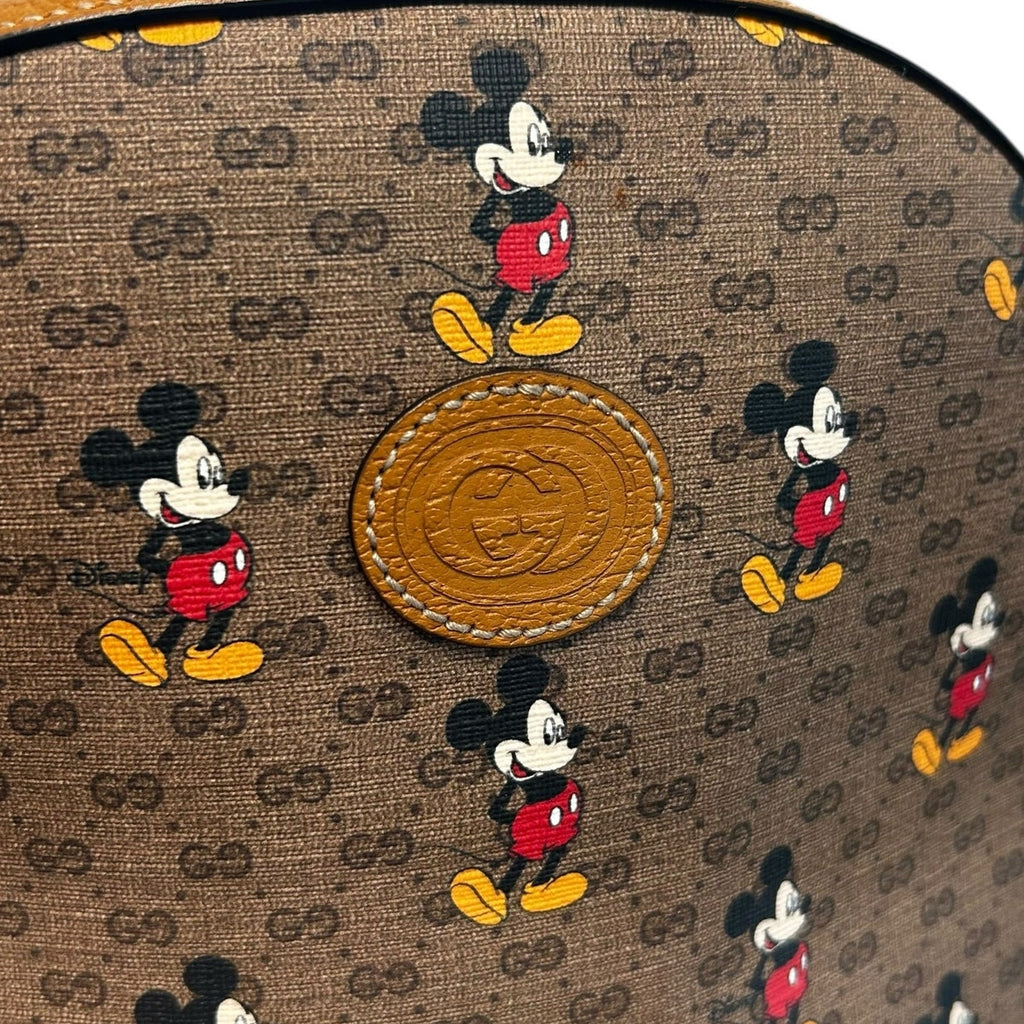 Gucci x Disney Tan Brown GG Supreme Mickey Mouse Dome Backpack