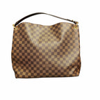 Louis Vuitton Damier Ebene Graceful Hobo PM Handbag Brown Logo Red Lining