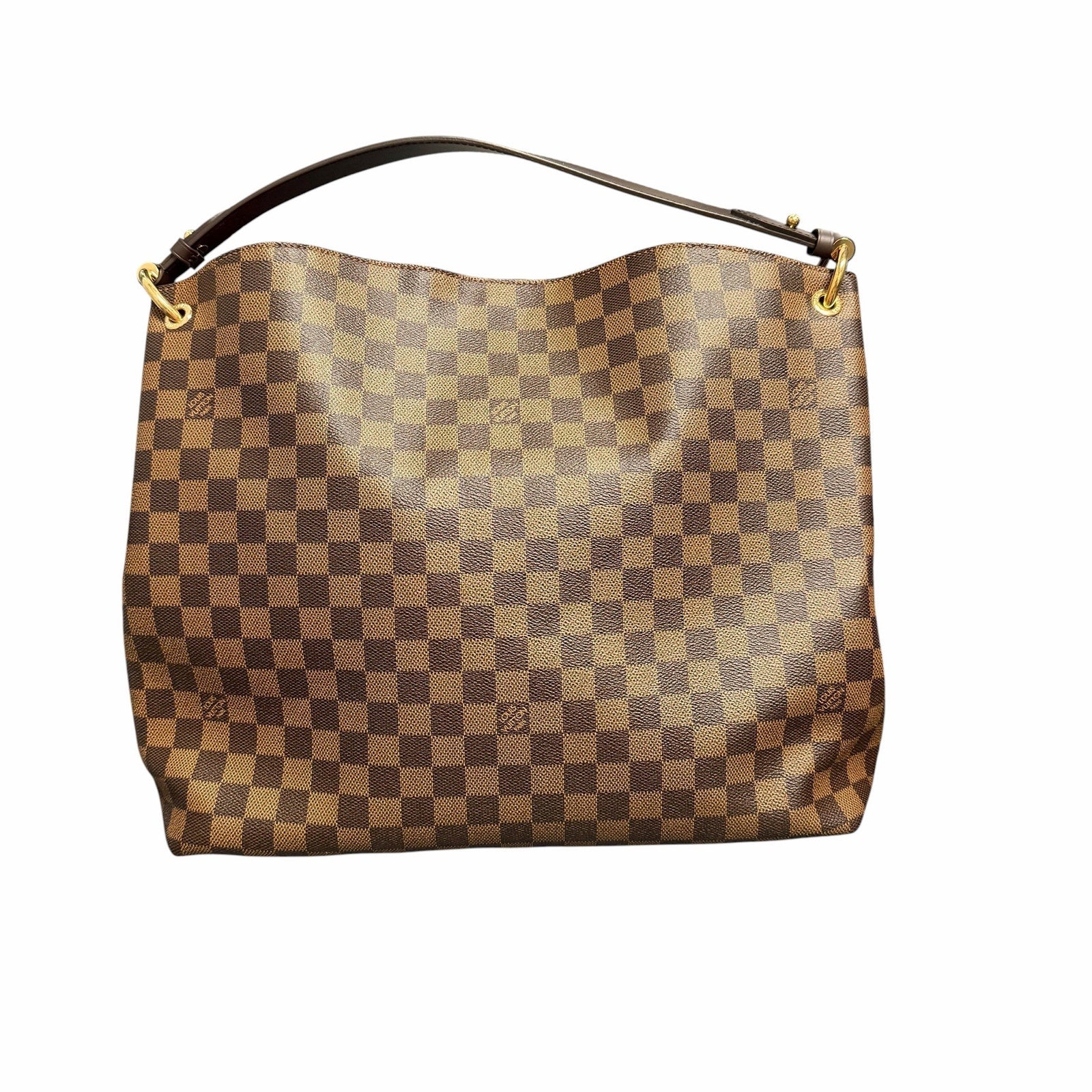 Louis Vuitton Damier Ebene Graceful Hobo PM Handbag Brown Logo Red Lining
