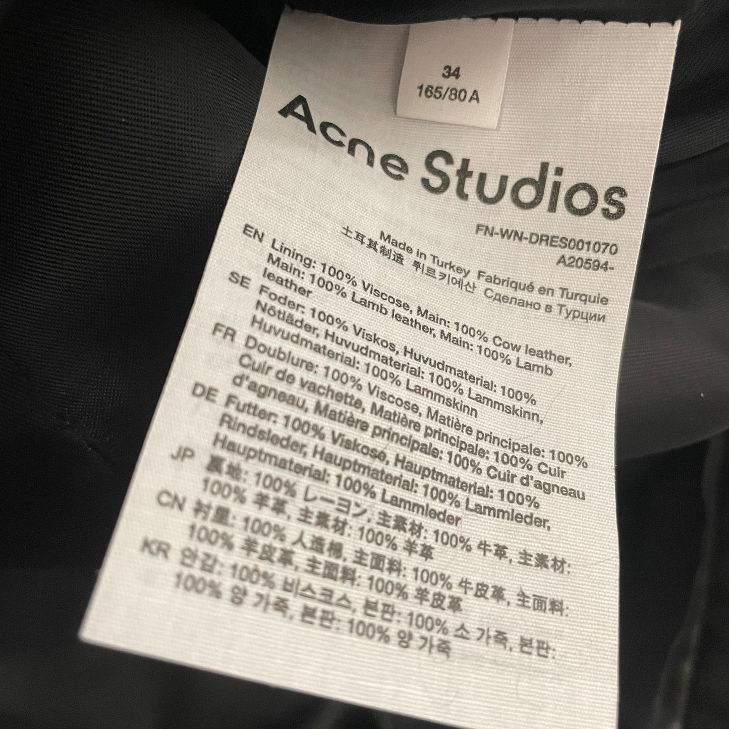 NWT Acne Studios Black Paneled Leather Mini Dress Womens 34 / US 2