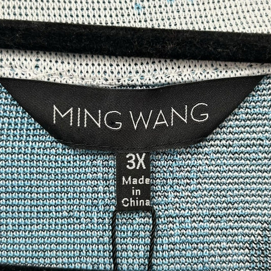 NWT Ming Wang Blue White Animal Print Tailored Fit Long Sleeve Jacket Womens 3X