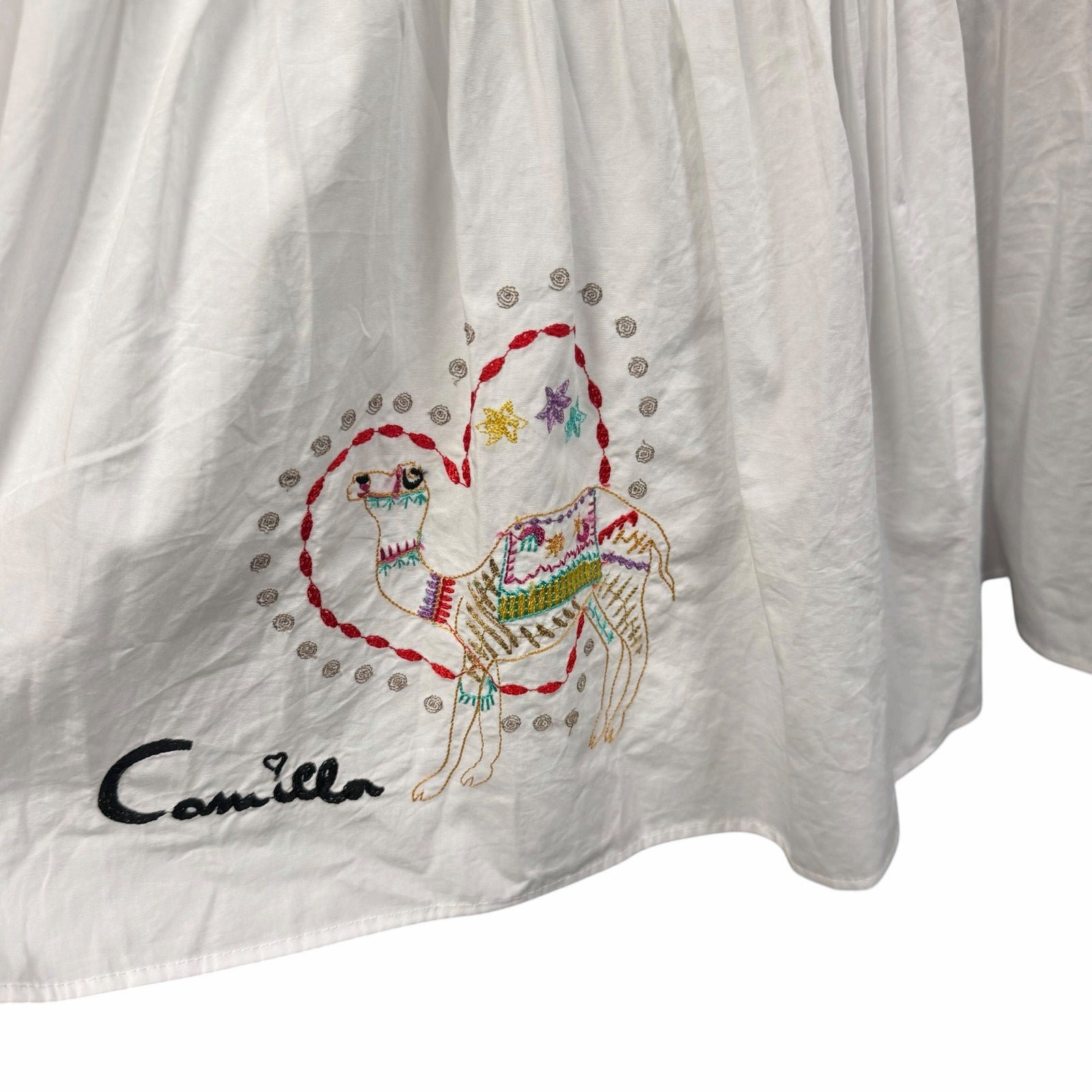 NWT Camilla Living In Colour High Waisted Tiered Maxi Skirt Hand Embroidered XS