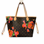 Louis Vuitton Stephen Sprouse Roses Neverfull Handbag Brown Pink Floral Designer