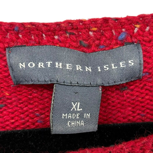 Vintage Northern Isles Red Multicolor Reindeer Christmas Sweater Womens XL