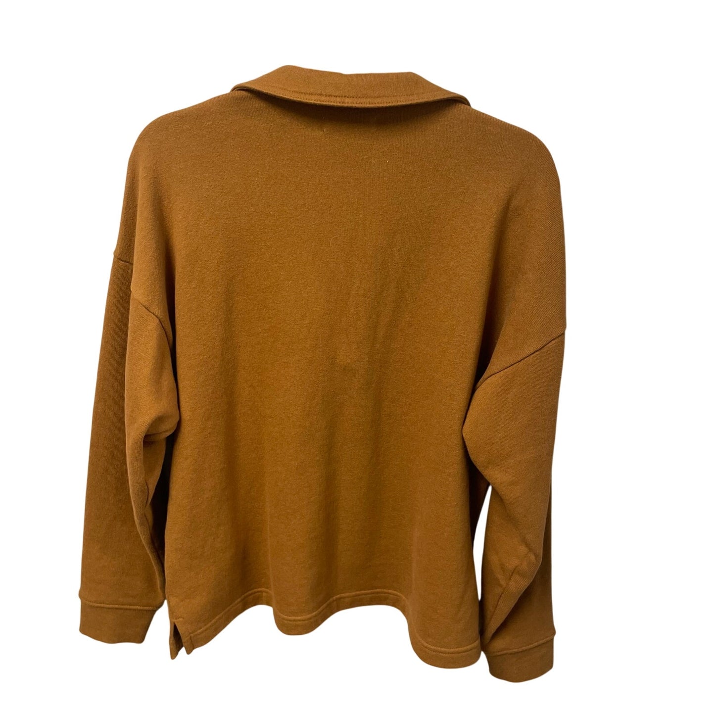 Madewell Cotton Hemp Oversized Polo Sweatshirt in Dried Acorn Brown Womens Small