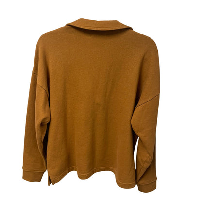 Madewell Cotton Hemp Oversized Polo Sweatshirt in Dried Acorn Brown Womens Small