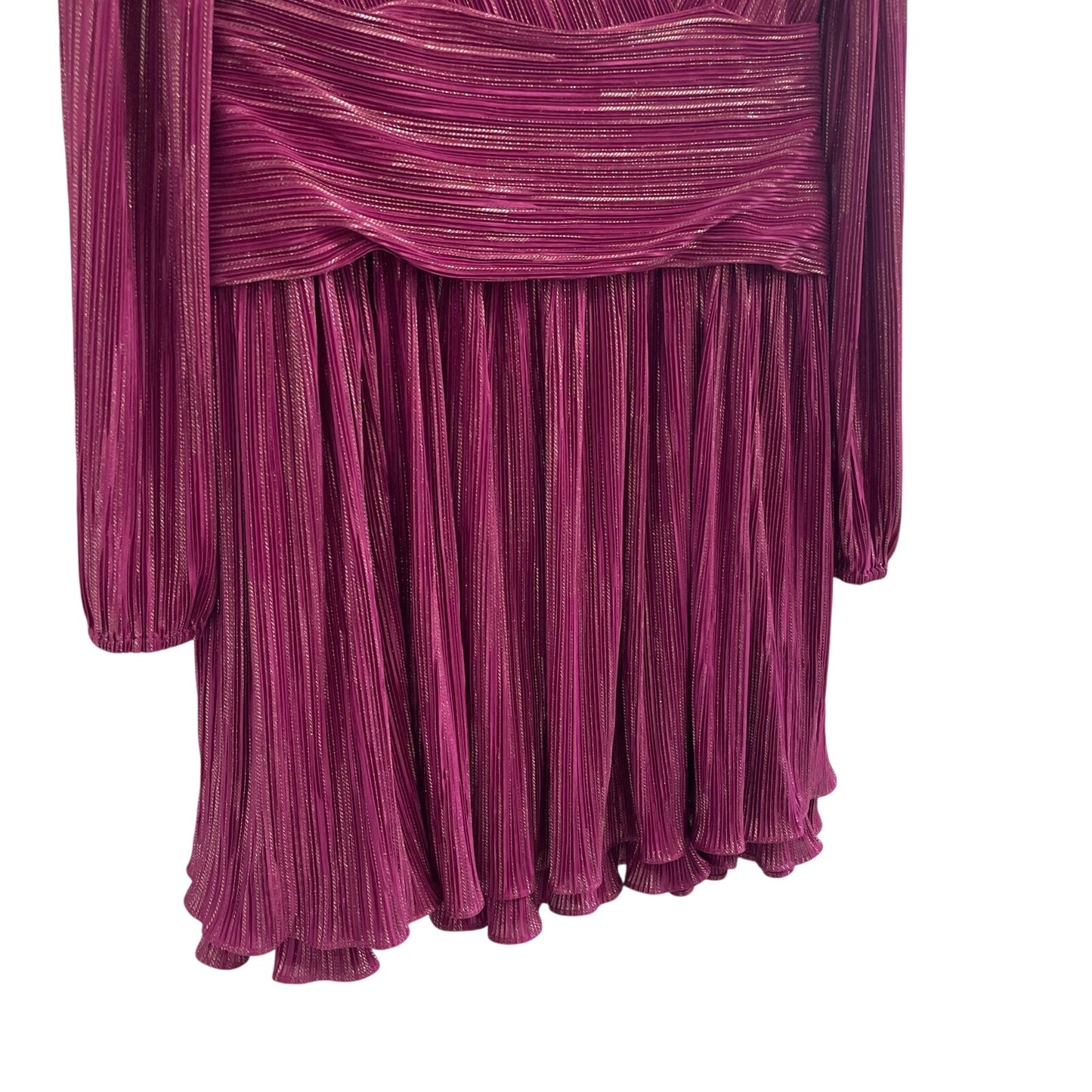 Lilly Pulitzer Jessamie Metallic Ruffle Long Sleeve Dress Mulberry Foil Womens 8