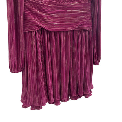 Lilly Pulitzer Jessamie Metallic Ruffle Long Sleeve Dress Mulberry Foil Womens 8