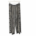 NWT Camilla Pure Silk Tuck Front Pant White Black Geo Print Embellished Small