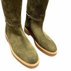 Gucci Slim Horsebit Accent Tall Boots Green Suede Womens Size 39 / US 9 Luxury