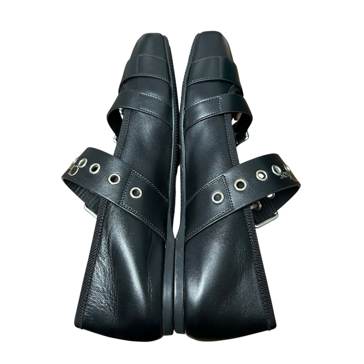 Christian Dior Black Supple Calfskin Punk Buckle Ballet Flat Womens 39 / US 9