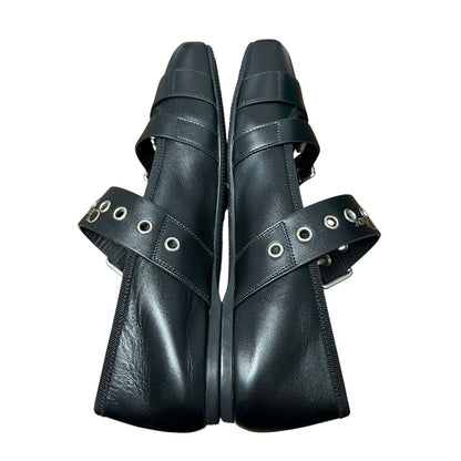 Christian Dior Black Supple Calfskin Punk Buckle Ballet Flat Womens 39 / US 9