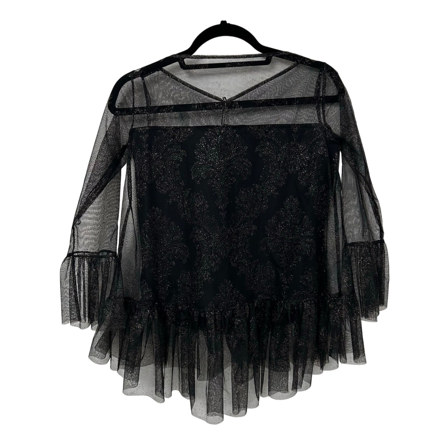 NWT Chiari Boni Black Deidre Illusion Print Bell Sleeve Top Womens 38 / US 2