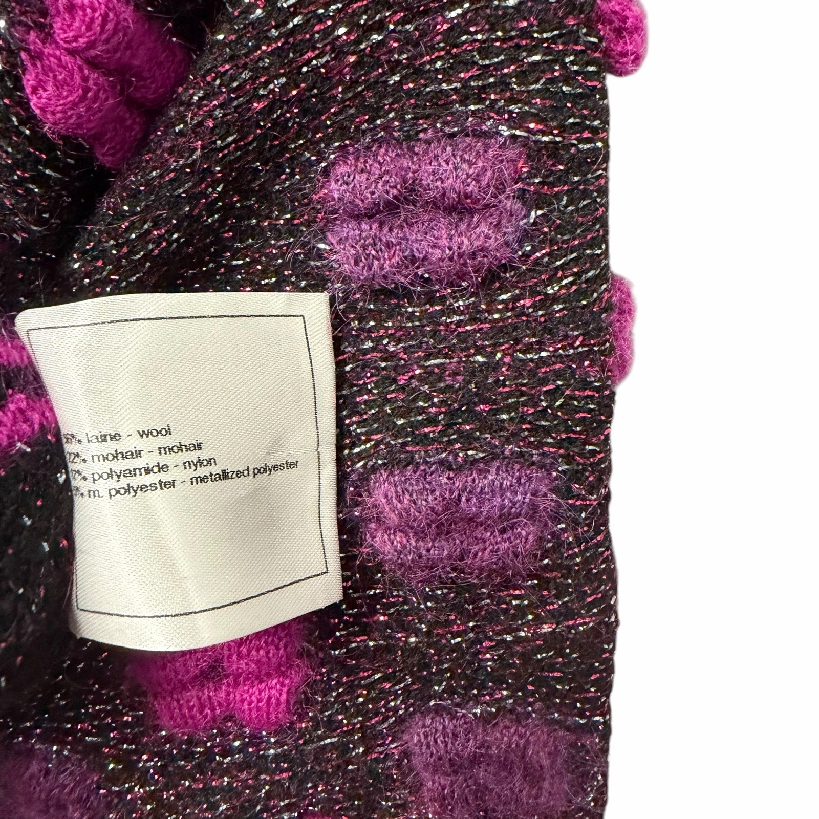 Chanel 2014 Lips Sweater Metallic Mohair Wool Purple Magenta Size 40 / US 8 RARE
