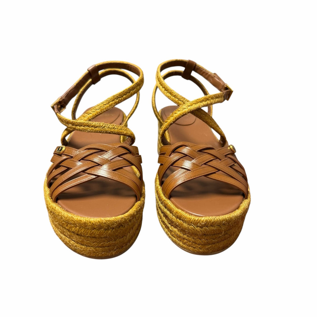Valentino Garavani Bribri 60 Leather Platform Espadrille Sandals Brown Size US 9
